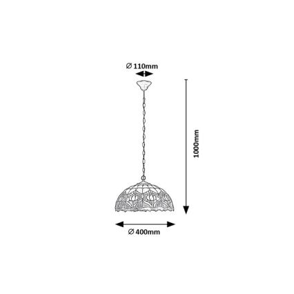 Brilagi - Tiffany-Glas-Kronleuchter an Kette LORAS 2xE27/60W/230V