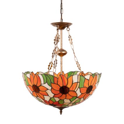 Brilagi - Tiffany-Glas-Kronleuchter an Kette SUNFLOWER 3xE27/60W/230V Ø 50 cm