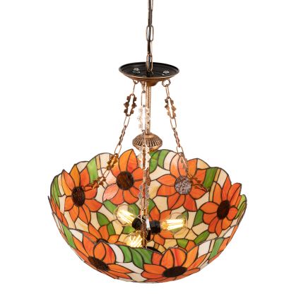 Brilagi - Tiffany-Glas-Kronleuchter an Kette SUNFLOWER 3xE27/60W/230V Ø 50 cm