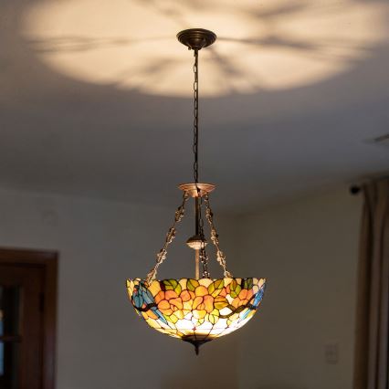 Brilagi - Tiffany-Hängeleuchte mit Kette JUNGLE 3xE27/60W/230V Ø 50 cm