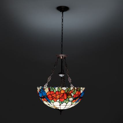 Brilagi - Tiffany-Hängeleuchte mit Kette JUNGLE 3xE27/60W/230V Ø 50 cm