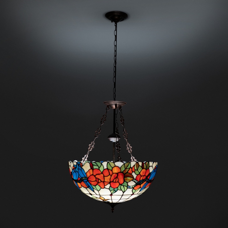 Brilagi - Tiffany-Hängeleuchte mit Kette JUNGLE 3xE27/60W/230V Ø 50 cm