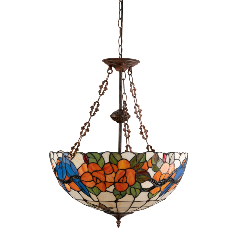 Brilagi - Tiffany-Hängeleuchte mit Kette JUNGLE 3xE27/60W/230V Ø 50 cm