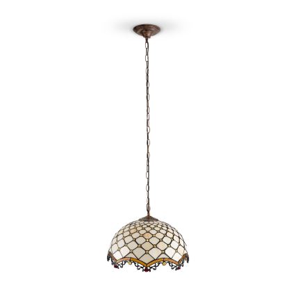 Brilagi - Tiffany-Kronleuchter an Kette, Elfenbein, 1xE27/60W/230V, Ø 40 cm