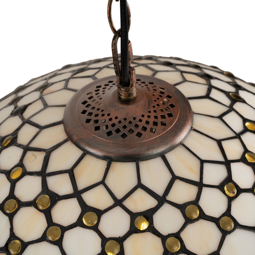 Brilagi - Tiffany-Kronleuchter an Kette, Elfenbein, 1xE27/60W/230V, Ø 40 cm