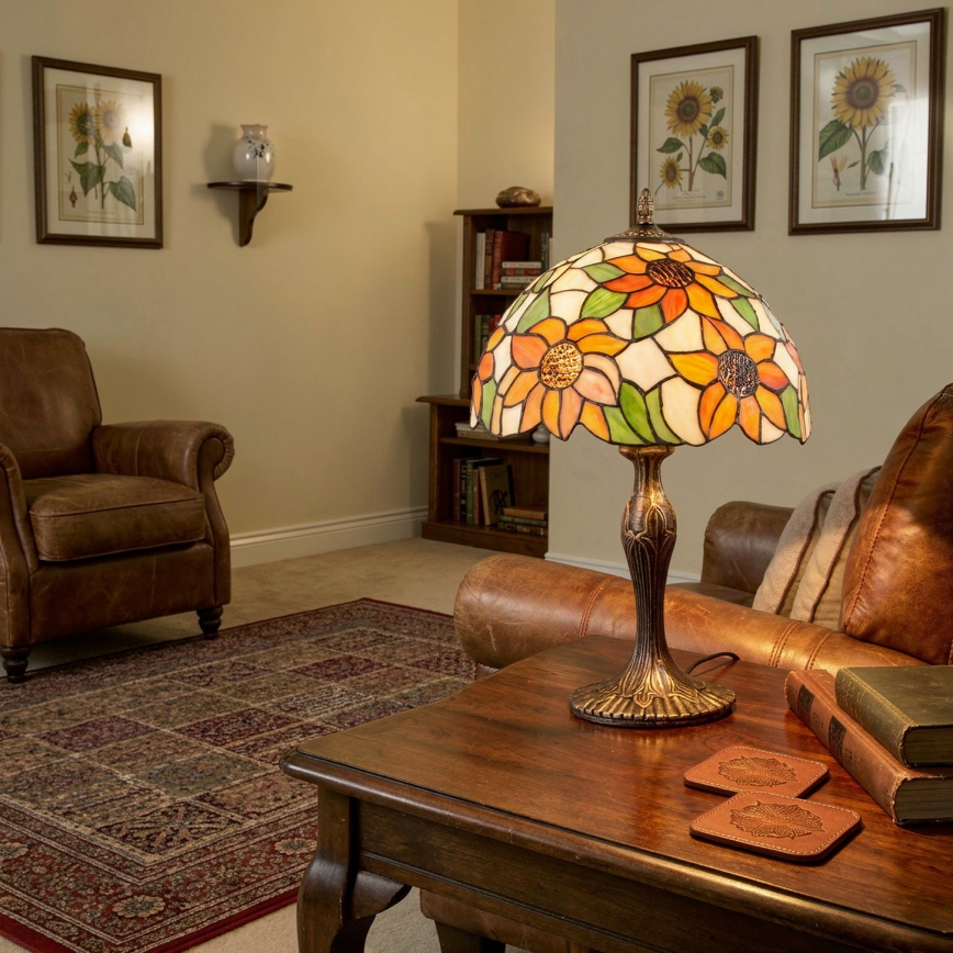 Brilagi - Tiffany-Tischlampe SUNFLOWER 1xE27/60W/230V