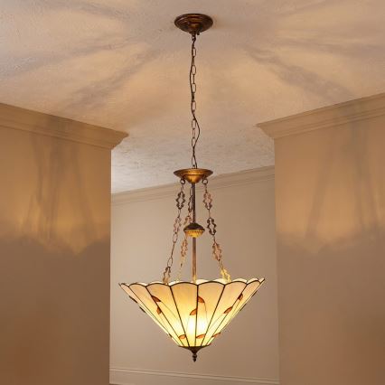 BRILAGI - Tiffany-Vitrage-Hängeleuchte an Kette FOLIA 3xE27/60W/230V Ø 50 cm