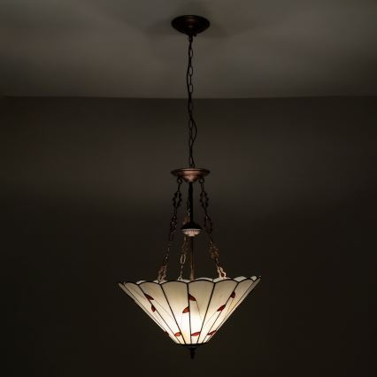 BRILAGI - Tiffany-Vitrage-Hängeleuchte an Kette FOLIA 3xE27/60W/230V Ø 50 cm