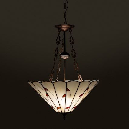BRILAGI - Tiffany-Vitrage-Hängeleuchte an Kette FOLIA 3xE27/60W/230V Ø 50 cm