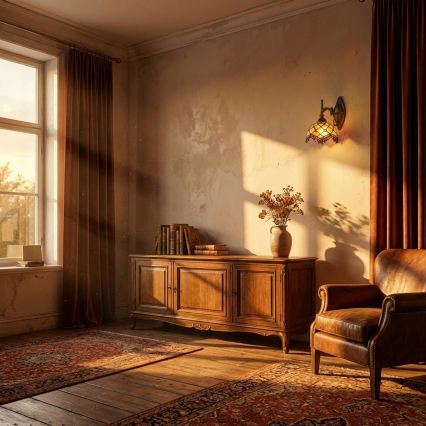 BRILAGI - Tiffany Wandleuchte aus Buntglas IVORY 1xE14/40W/230V