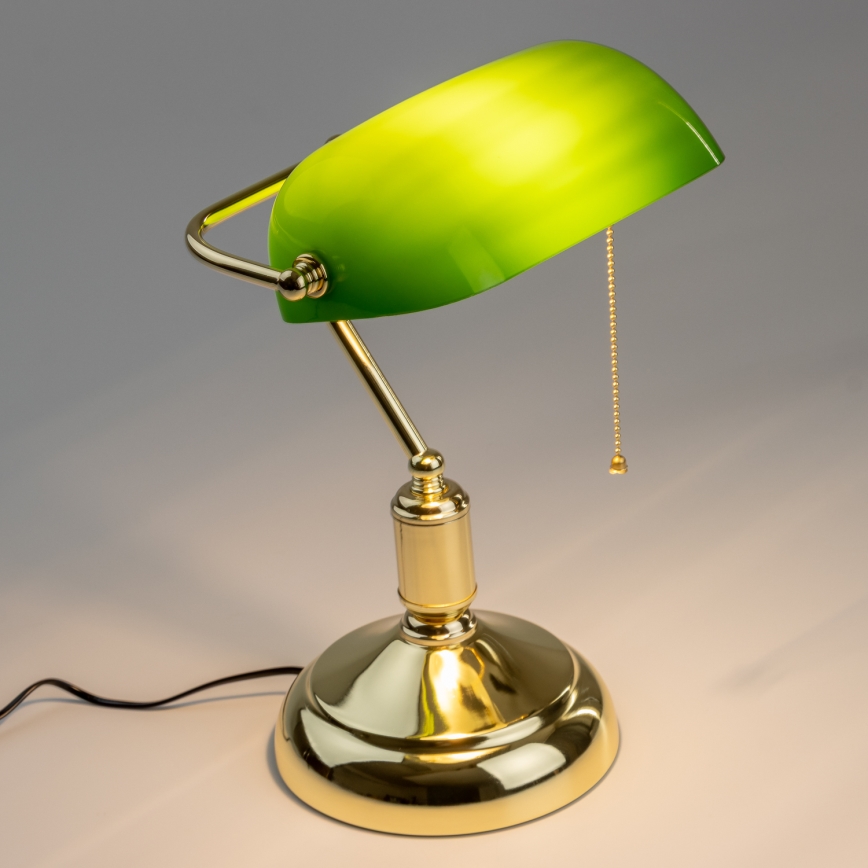 Brilagi - Tischlampe BANK OFFICE 1xE27/60W/230V goldfarben/grün