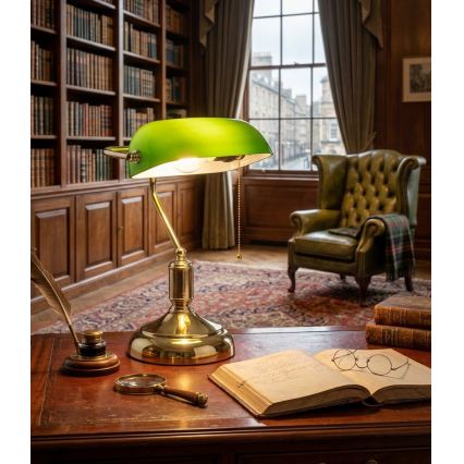 BRILAGI - Tischlampe BANK OFFICE 1xE27/60W/230V goldfarben/grün