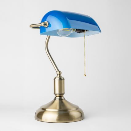 Brilagi - Tischlampe BANK OFFICE 1xE27/60W/230V Messing/Blau