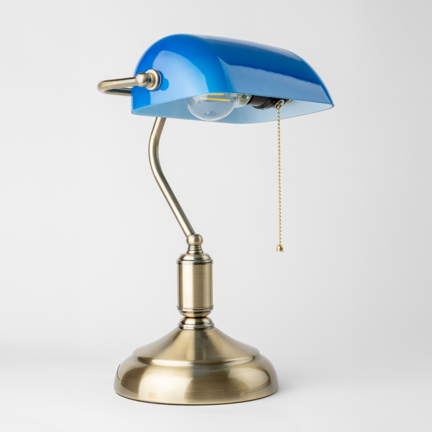 Brilagi - Tischlampe BANK OFFICE 1xE27/60W/230V Messing/Blau