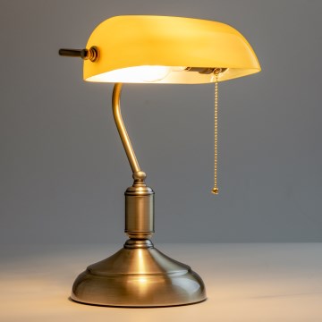 Brilagi - Tischlampe BANK OFFICE 1xE27/60W/230V Messing/Orange