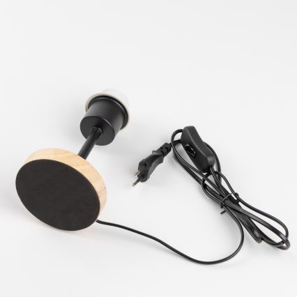 Brilagi - Kinder-Tischlampe BOBO WOOD 1xE27/25W/230V Eiche/Schwarz/Beige/gepunktet