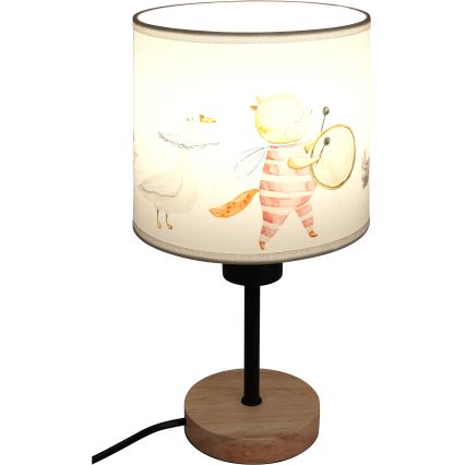 BRILAGI - Kinder-Tischlampe BOBO WOOD 1xE27/25W/230V Eiche/schwarz/weiß/Tiermotive