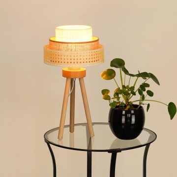 Brilagi - Tischlampe CEDAR LUNETA 1xE27/15W/230V Rattan/Braun/Creme