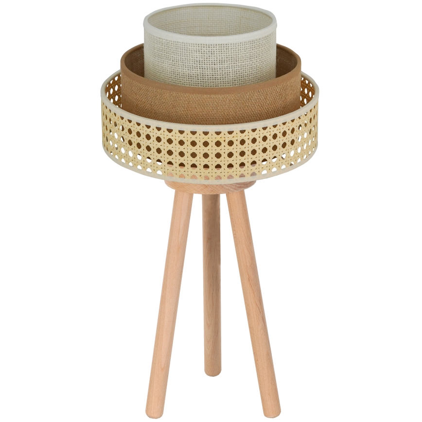 Brilagi - Tischlampe CEDAR LUNETA 1xE27/15W/230V Rattan/Braun/Creme