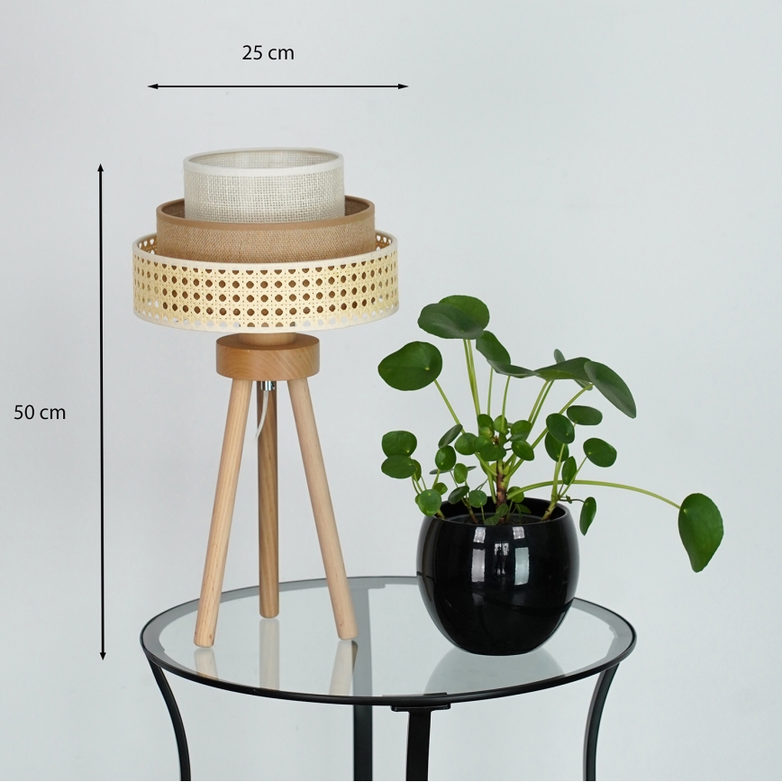 Brilagi - Tischlampe CEDAR LUNETA 1xE27/15W/230V Rattan/Braun/Creme