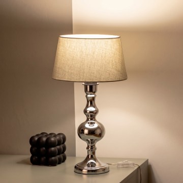 BRILAGI - Tischlampe CERIA 1xE27/60W/230V Ø 25 cm glänzender Chrom/grau