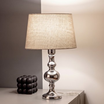 BRILAGI - Tischlampe CERIA 1xE27/60W/230V Ø 30 cm glänzender Chrom/Grau