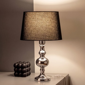 BRILAGI - Tischlampe CERIA 1xE27/60W/230V Ø 30 cm glänzender Chrom/schwarz