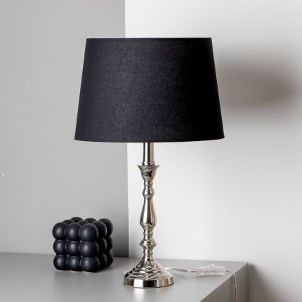 Brilagi - Tischlampe CERIA 1xE27/60W/230V Ø 30 cm Hochglanz-Chrom/Schwarz