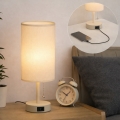Brilagi - Tischlampe mit USB-Anschluss TABLON 1xE27/25W/230V beige/creme