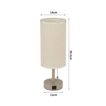 Brilagi - Tischlampe mit USB-Anschluss TABLON 1xE27/25W/230V beige/creme