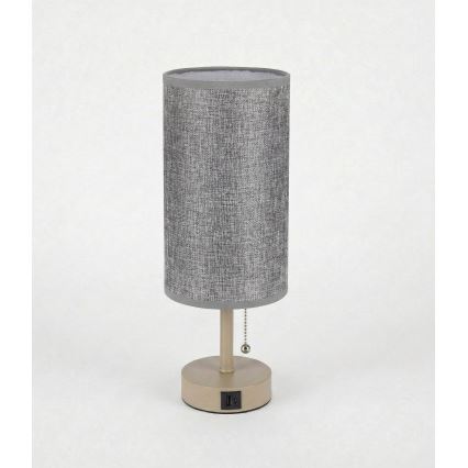 Brilagi - Tischlampe mit USB-Anschluss TABLON 1xE27/25W/230V beige/grau