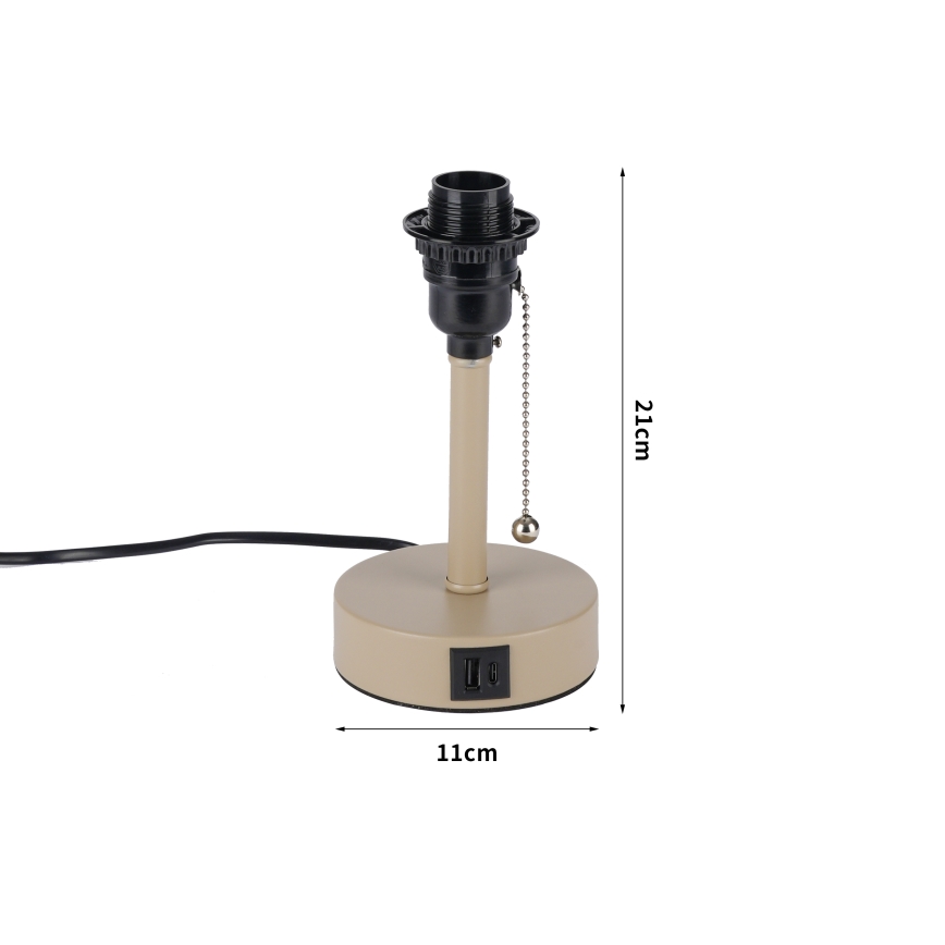 Brilagi - Tischlampe mit USB-Anschluss TABLON 1xE27/25W/230V beige