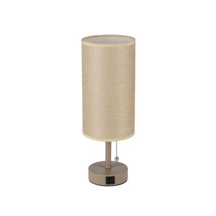 Brilagi - Tischlampe mit USB-Anschluss TABLON 1xE27/25W/230V beige