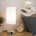 Brilagi - Tischlampe mit USB-Anschluss TABLON 1xE27/25W/230V beige/weiß