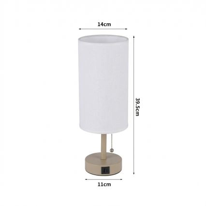 Brilagi - Tischlampe mit USB-Anschluss TABLON 1xE27/25W/230V beige/weiß