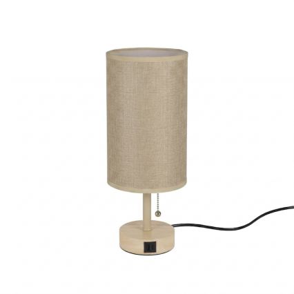 Brilagi - Tischlampe mit USB-Anschluss TABLON 1xE27/25W/230V Eiche/beige