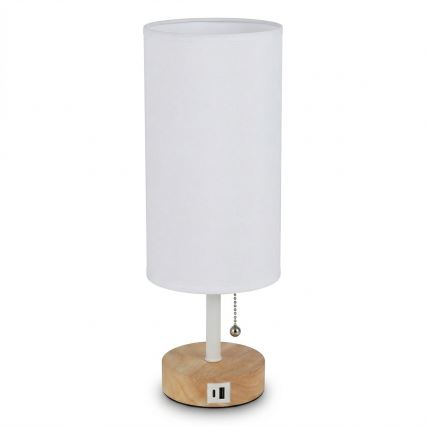 Brilagi - Tischlampe mit USB-Anschluss TABLON 1xE27/25W/230V Eiche/weiß