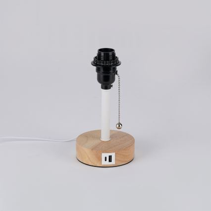 Brilagi - Tischlampe mit USB-Anschluss TABLON 1xE27/25W/230V Eiche/weiß