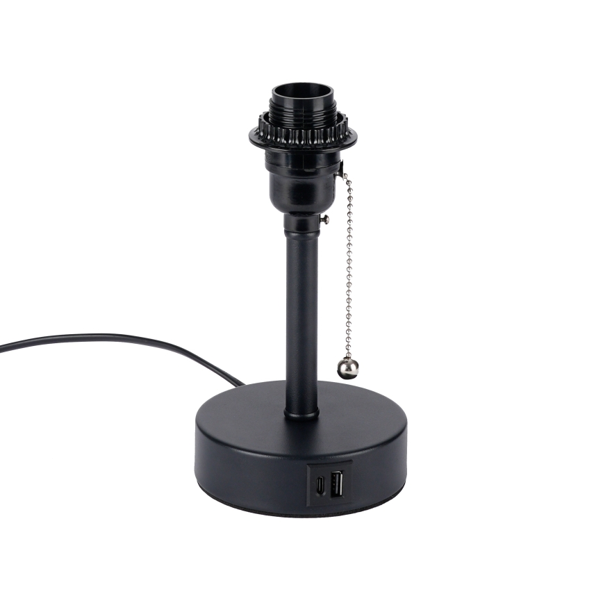 Brilagi - Tischlampe mit USB-Anschluss TABLON 1xE27/25W/230V schwarz/beige