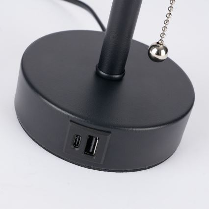 Brilagi - Tischlampe mit USB-Anschluss TABLON 1xE27/25W/230V schwarz/beige