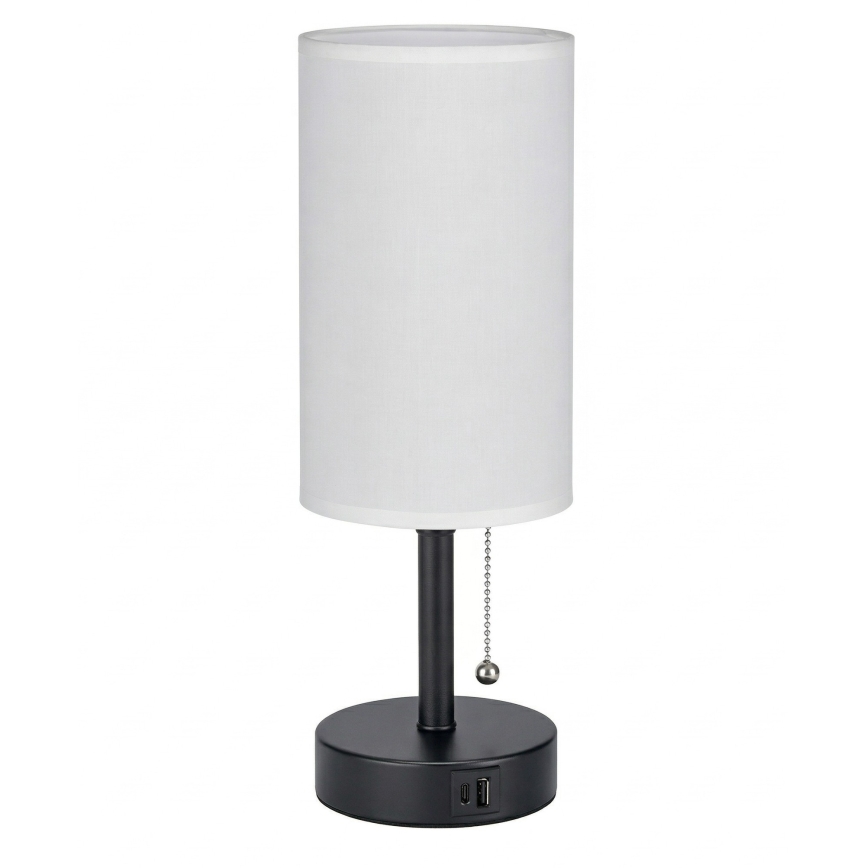 Brilagi - Tischlampe mit USB-Anschluss TABLON 1xE27/25W/230V schwarz/weiß