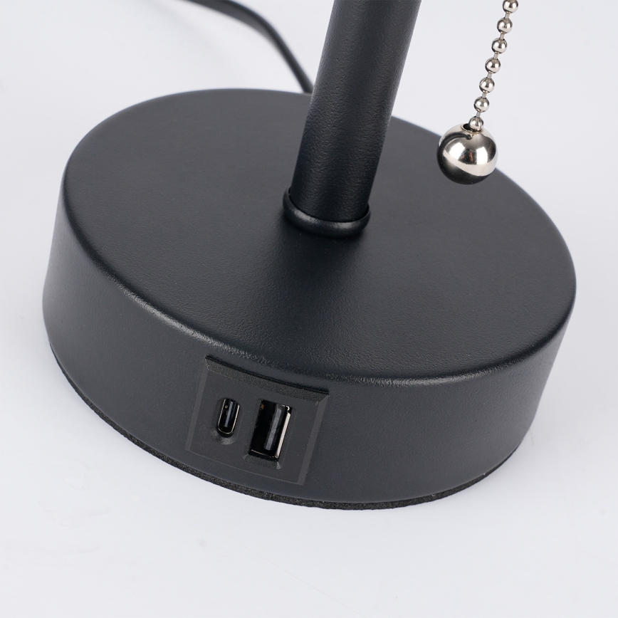 Brilagi - Tischlampe mit USB-Anschluss TABLON 1xE27/25W/230V schwarz/weiß
