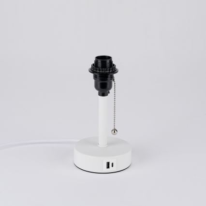 Brilagi - Tischlampe mit USB-Anschluss TABLON 1xE27/25W/230V weiß/creme