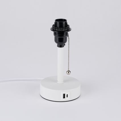 Brilagi - Tischlampe mit USB-Anschluss TABLON 1xE27/25W/230V weiß/grau