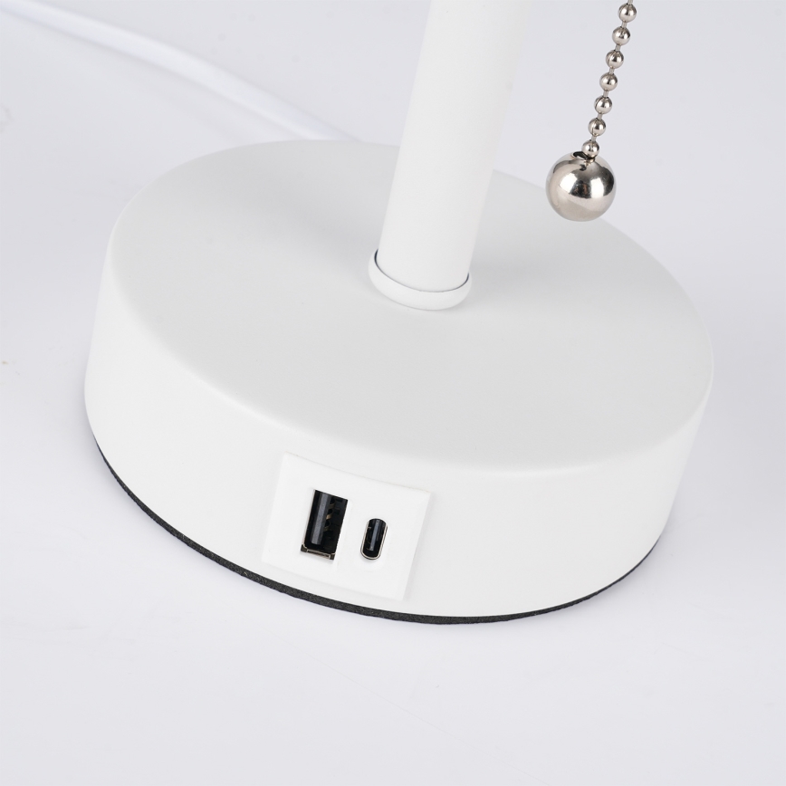 Brilagi - Tischlampe mit USB-Anschluss TABLON 1xE27/25W/230V weiß/schwarz