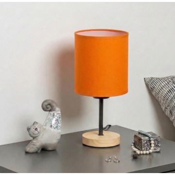 Brilagi - Tischlampe NUBILA WOOD 1xE27/25W/230V Eiche/Schwarz/Orange