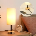 Brilagi - Tischlampe TABLON mit USB-Anschluss 1xE27/25W/230V Eiche/Schwarz/Creme