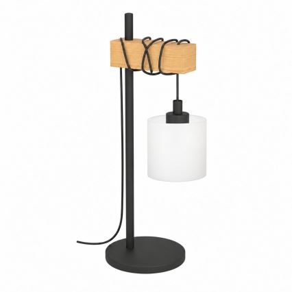 BRILAGI - Tischlampe WOOD GLASS 1xE27/40W/230V braun/schwarz/weiß