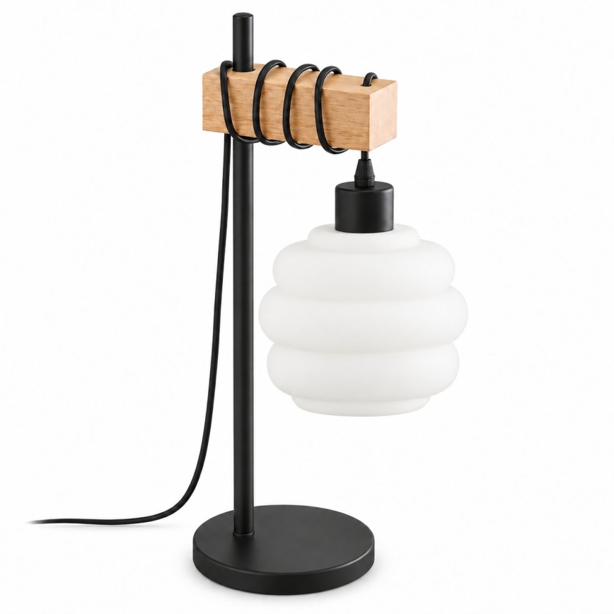 BRILAGI - Tischlampe WOOD GLASS 1xE27/40W/230V braun/schwarz/weiß
