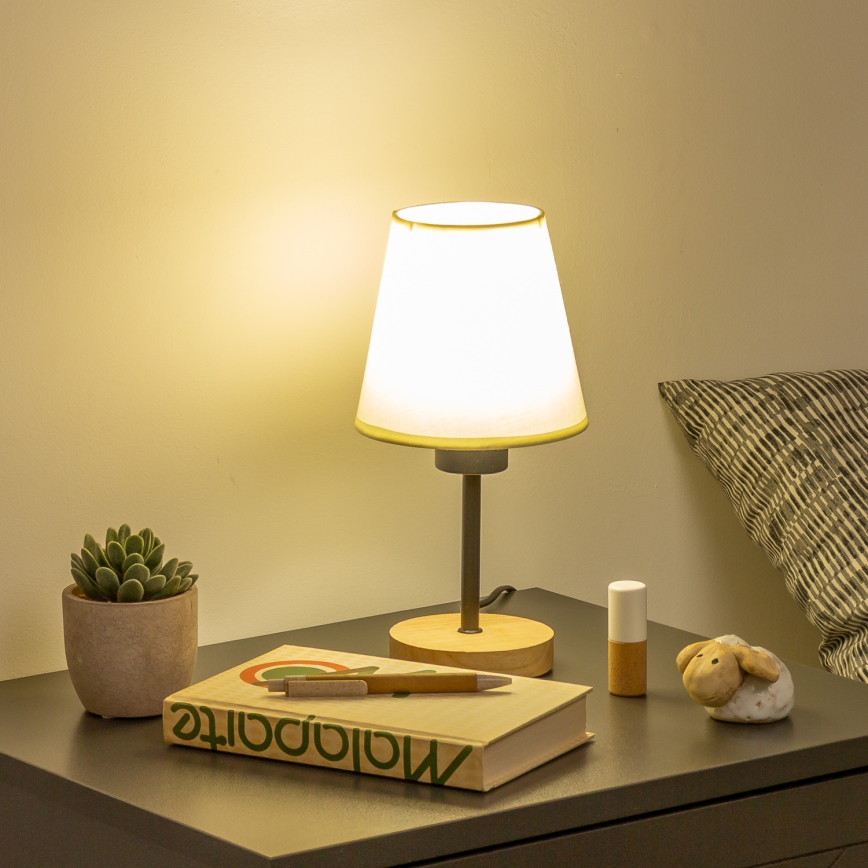 Brilagi - Tischleuchte NUBILA WOOD 1xE27/25W/230V Eiche/cremefarben